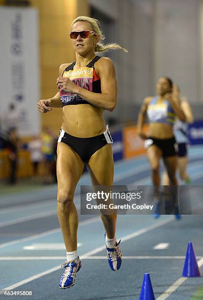 Jenny Meadows on her way to winning the womens 800 metres during the Sainsbury's British Athletics Indoor Championships at English Institute of Sport...