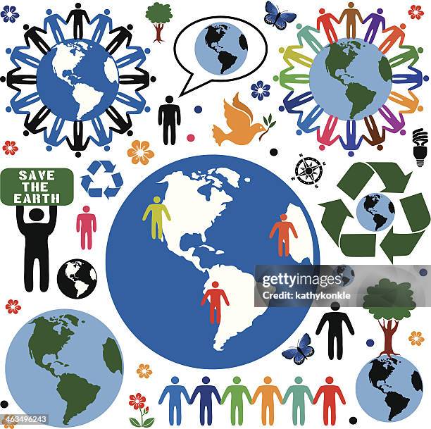 environmental conservation design elements - person surrounded stock illustrations