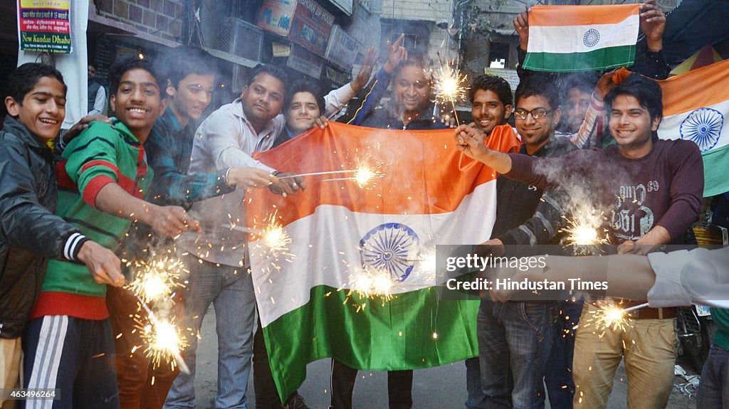 Cricket Fans Celebrate India's Victory Over Pakistan In World Cup 2015 Match