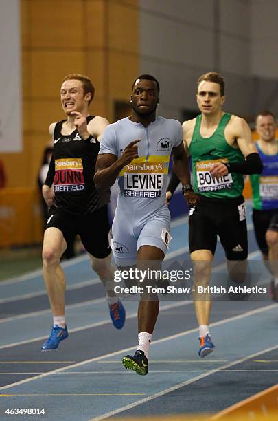 Nigel Levine of Great Britain in action in the mens 400m during day 2 of the Sainsbury's British Athletics Indoor Championships at the English...