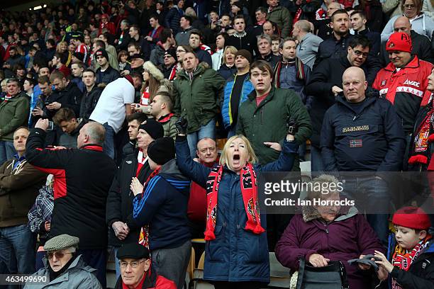 Sunderland fans during the FA Cup fifth round match between Bradford City and Sunderland AFC at Valley Parade on February 15, 2015 in Bradford,...