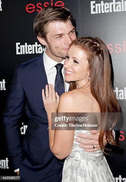 Liam McIntyre and Erin Hasan attend the Entertainment Weekly SAG Awards pre-party at Chateau Marmont on January 17, 2014 in Los Angeles, California.