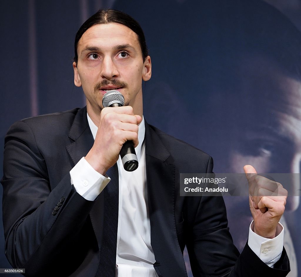 Zlatan Ibrahimovic attends a press conference