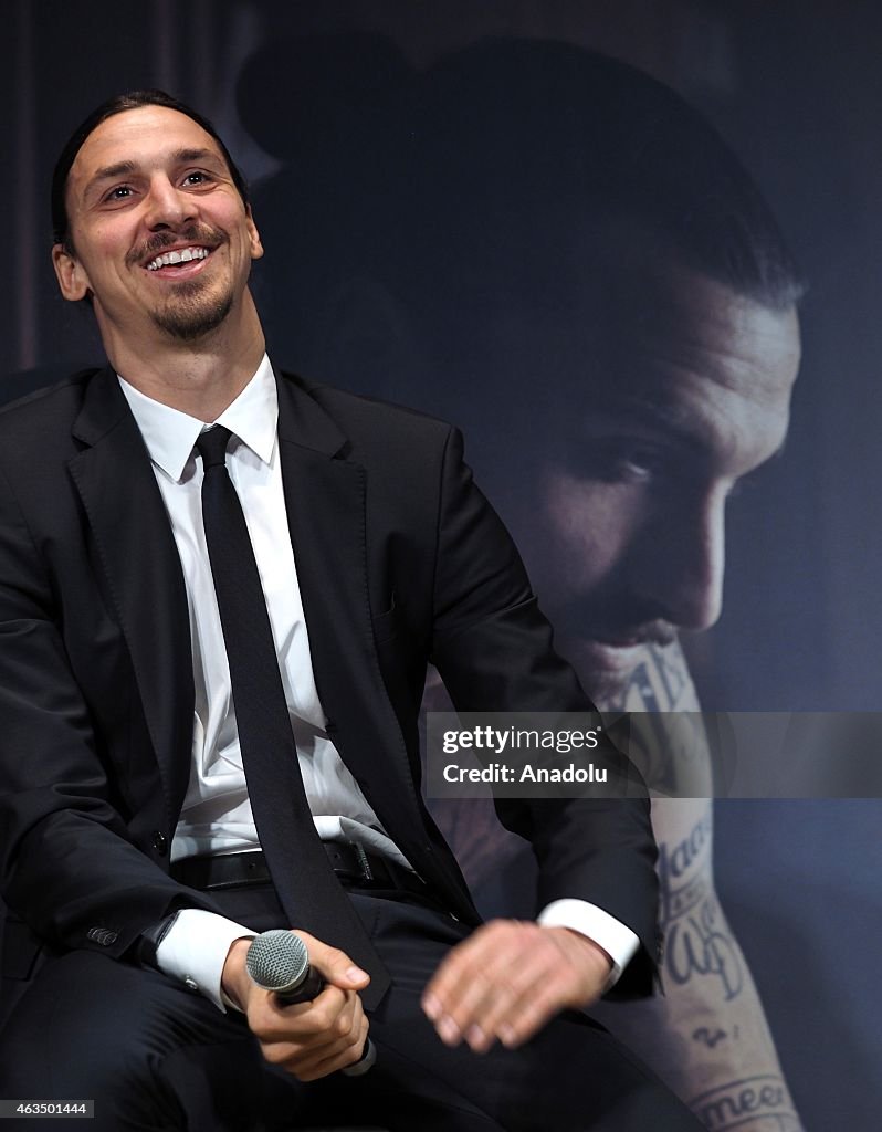 Zlatan Ibrahimovic attends a press conference