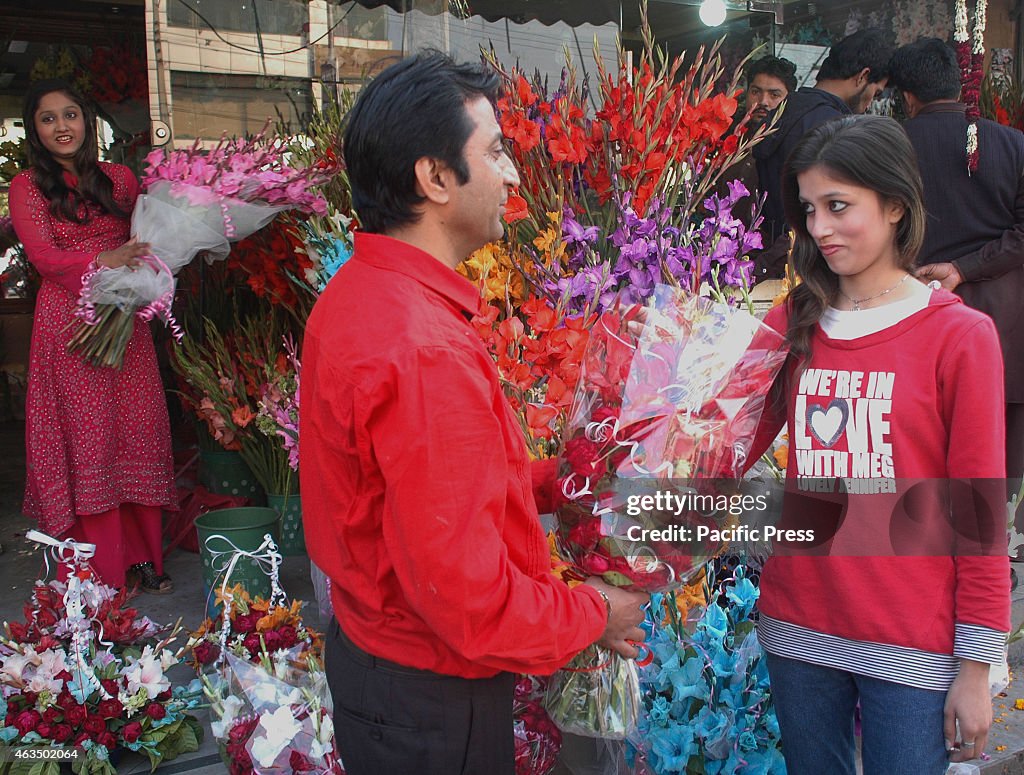 Pakistani citizens takes part on Valentine's Day celebration...
