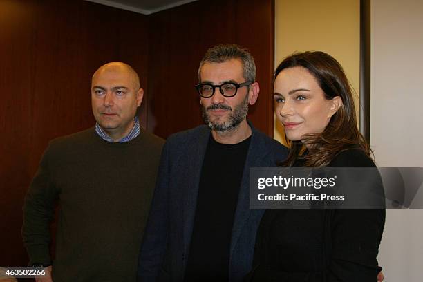 From left to right: Raffaele Verzillo, Antonio Friello, and Francesca Neri during the preview of the film "Il Vuoto", directed by Raffaele Verzillo.