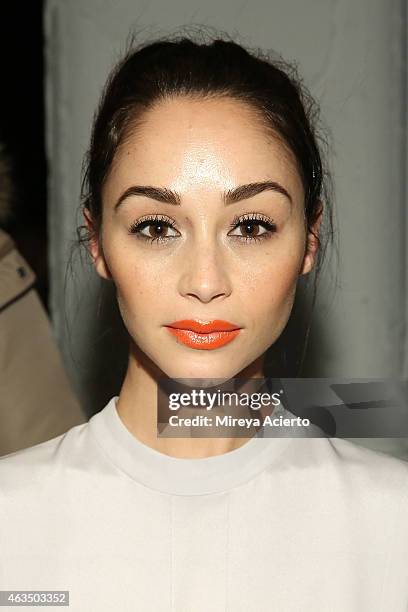 Actress Cara Santana attends Public School runway show during MADE Fashion Week Fall 2015 at Studio 330 on February 15, 2015 in New York City.