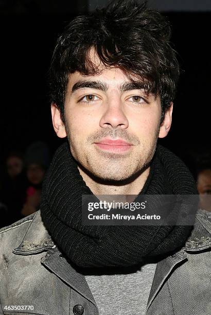 Singer Joe Jonas attends Public School runway show during MADE Fashion Week Fall 2015 at Studio 330 on February 15, 2015 in New York City.