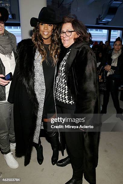 Singer Kelly Rowland and fashion consultant Fern Mallis attend Public School runway show during MADE Fashion Week Fall 2015 at Studio 330 on February...