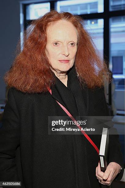 Vogue Magazine creative director, Grace Coddington attends Public School runway show during MADE Fashion Week Fall 2015 at Studio 330 on February 15,...