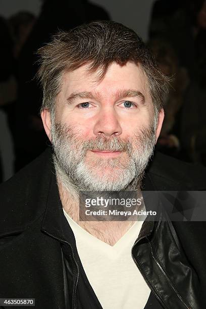 Musician James Murphy attends Public School runway show during MADE Fashion Week Fall 2015 at Studio 330 on February 15, 2015 in New York City.