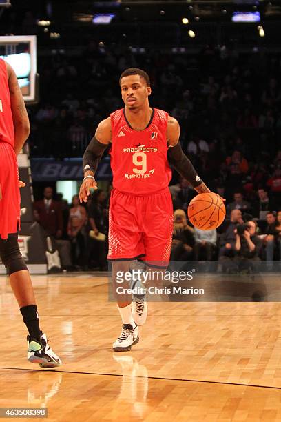 Vander Blue of Team Prospects dribbles the ball during the NBA D-League All-Star Game 2015 as part of the 2015 NBA All-Star Weekend on February 15,...
