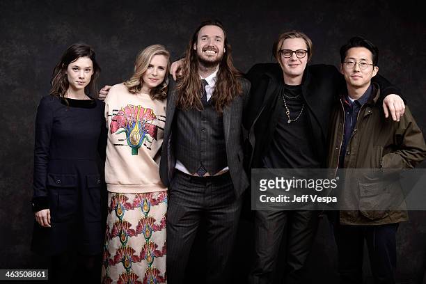Actresses Astrid Berges-Frisbey and Brit Marling, director Mike Cahill, and actors Michael Pitt and Steven Yeun pose for a portrait during the 2014...
