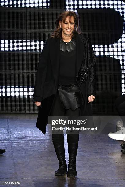 Donna Karan walks the runway at the DKNY fashion show during Mercedes-Benz Fashion Week Fall 2015 on February 15, 2015 in New York City.