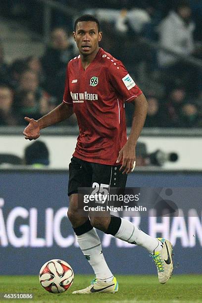 Marcelo of Hannover controls the ball during the Bundesliga match between Hannover 96 and SC Paderborn 07 at HDI-Arena on February 15, 2015 in...