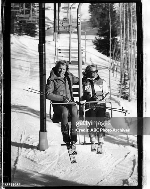 David Soul Skiing in Aspen - Shoot Date: January 12, 1976. L-R: DAVID SOUL;KAREN CARLSON