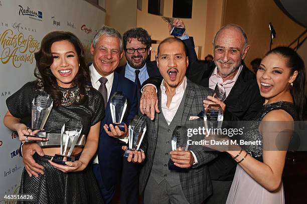 Award winners from "Miss Saigon" including Rachelle Ann Go, Sir Cameron Mackintosh, director Laurence Connor, Jon Jon Briones, Claude Michel...