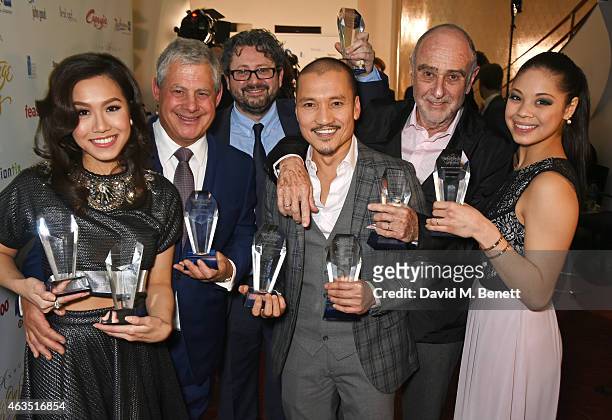 Award winners from "Miss Saigon" including Rachelle Ann Go, Sir Cameron Mackintosh, director Laurence Connor, Jon Jon Briones, Claude Michel...
