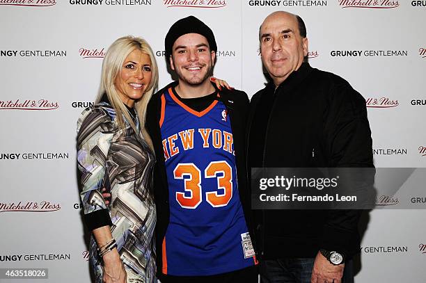 Meryl Lipstein, Designer Jace Lipstein and Barry Lipstein pose at the Grungy Gentleman presentation during Mercedes-Benz Fashion Week Fall 2015 at...