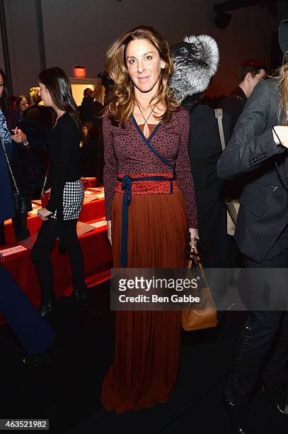 Dori Cooperman attends the Diane Von Furstenberg fashion show during Mercedes-Benz Fashion Week Fall 2015 at Spring Studios on February 15, 2015 in...