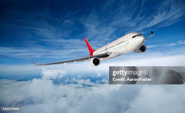 bildbanksillustrationer, clip art samt tecknat material och ikoner med airplane in flight - i luften