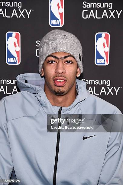 Anthony Davis visits the Samsung Galaxy Lounge during NBA All Star 2015 on February 15, 2015 in New York City.