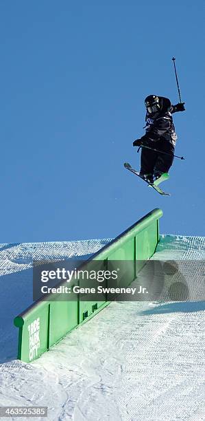 First place finisher Joss Christensen of the United States competes during the Men's Slopeside competition on day two of the Visa U.S. Freeskiing...