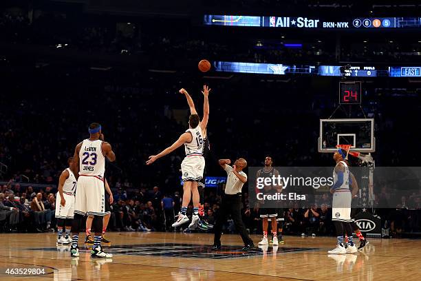 Pau Gasol of the Chicago Bulls and the Eastern Conference tips off against Marc Gasol of the Memphis Grizzlies and the Western Conference during the...