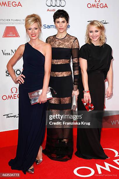 Nele Kiper, Jasmin Gerat and Anna Maria Muehe attend the German Film Ball 2014 on January 18, 2014 in Munich, Germany.