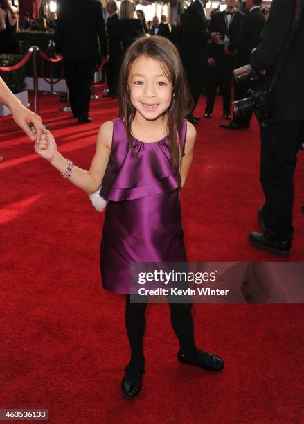 Actress Aubrey Anderson-Emmons attends 20th Annual Screen Actors Guild Awards at The Shrine Auditorium on January 18, 2014 in Los Angeles, California.