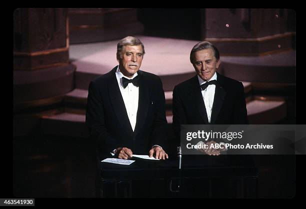 Airdate: March 25, 1985. BURT LANCASTER AND KIRK DOUGLAS, PRESENTERS WRITING AWARDS