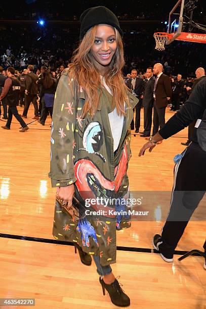 Beyonce attends The 64th NBA All-Star Game 2015 on February 15, 2015 in New York City.