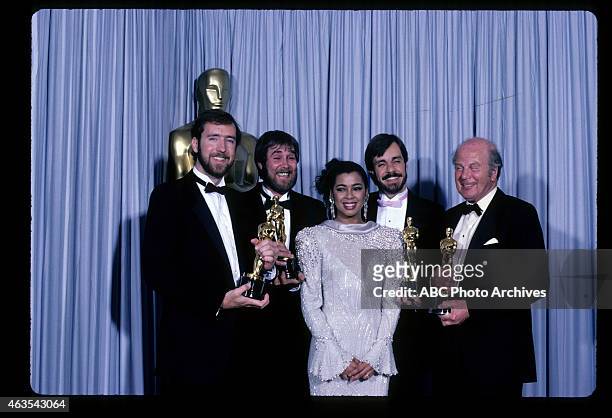 58th ACADEMY AWARDS - Airdate: March 24, 1986. L-R: CHRIS JENKINS, GARY ALEXANDER, LARRY STENSVOLD AND PETER HANDFORD, WINNERS BEST SOUND MIXING FOR...