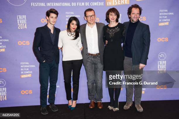 Jury members, French actors Pierre Niney, Leila Bekhti, Dany Boon, Valerie Bonneton and Stephane De Groodt attend the closing ceremony of the 17th...
