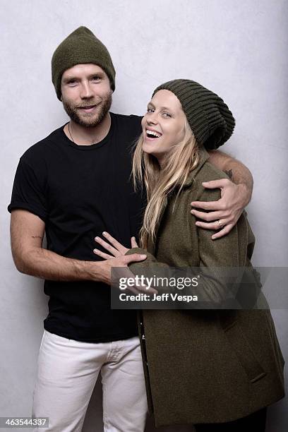 Actors Mark Webber and Teresa Palmer pose for a portrait during the 2014 Sundance Film Festival at the WireImage Portrait Studio at the Village At...