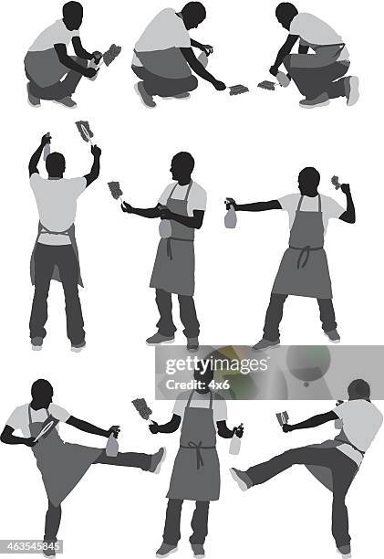 cleaner - kneeling stock illustrations