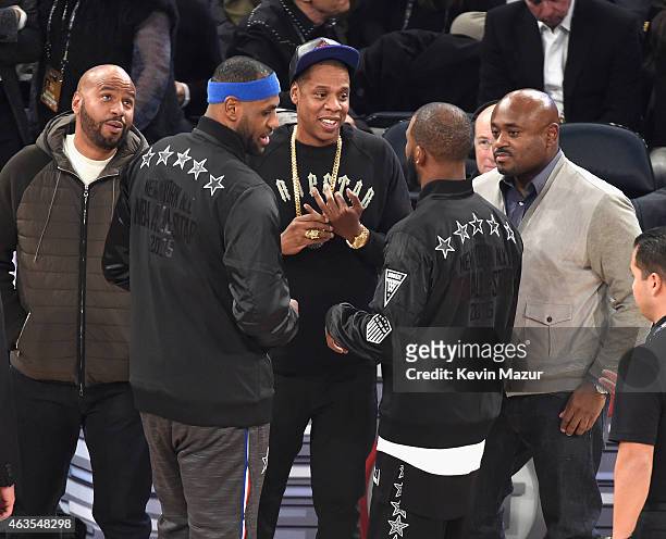 Jay-Z and Lebron James attend The 64th NBA All-Star Game 2015 on February 15, 2015 in New York City.