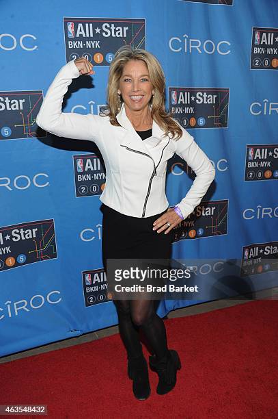 Denise Austin attends The 64th NBA All-Star Game 2015 on February 15, 2015 in New York City.