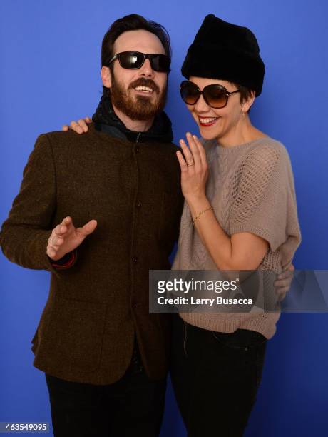 Actors Scoot McNairy and actress Maggie Gyllenhaal pose for a portrait during the 2014 Sundance Film Festival at the WireImage Portrait Studio at the...