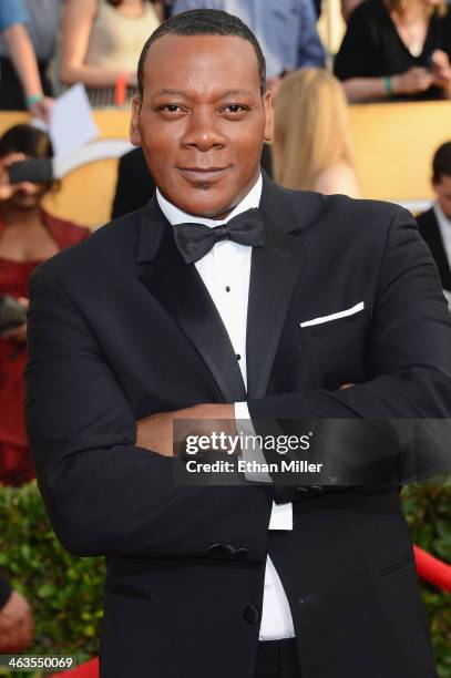 Actor Erik LaRay Harvey attends the 20th Annual Screen Actors Guild Awards at The Shrine Auditorium on January 18, 2014 in Los Angeles, California.