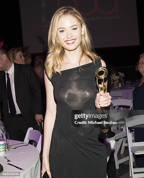 New Beauty Recipient Virginia Gardner backstage at 1st Hollywood Beauty Awards Presented By LATF And Benefiting Children's Hospital Los Angeles at...