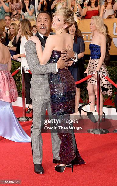 Actors Cuba Gooding, Jr. And Jennifer Lawrence attend 20th Annual Screen Actors Guild Awards at The Shrine Auditorium on January 18, 2014 in Los...