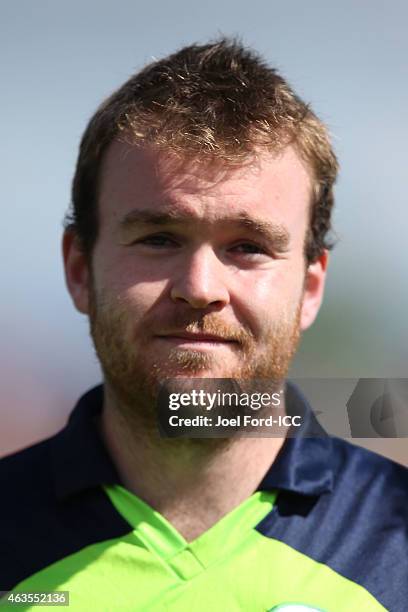 Paul Stirling of Ireland during the 2015 ICC Cricket World Cup match between the West Indies and Ireland at Saxton Field on February 16, 2015 in...