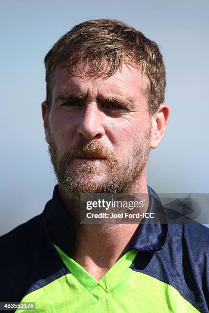 John Mooney of Ireland during the 2015 ICC Cricket World Cup match between the West Indies and Ireland at Saxton Field on February 16, 2015 in...