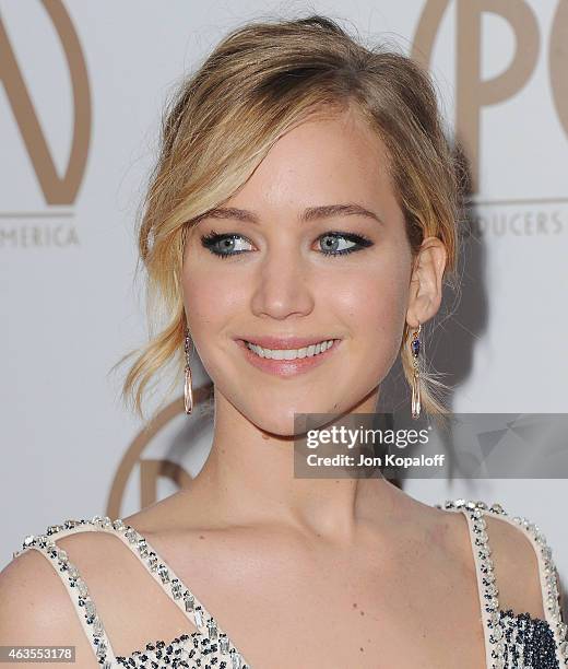 Actress Jennifer Lawrence arrives at the 26th Annual PGA Awards at the Hyatt Regency Century Plaza on January 24, 2015 in Los Angeles, California.