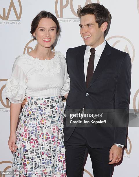 Actress Keira Knightley and husband James Righton arrive at the 26th Annual PGA Awards at the Hyatt Regency Century Plaza on January 24, 2015 in Los...