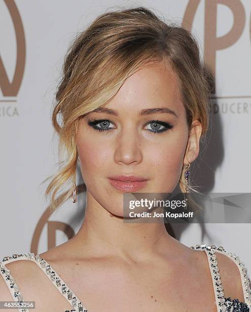 Actress Jennifer Lawrence arrives at the 26th Annual PGA Awards at the Hyatt Regency Century Plaza on January 24, 2015 in Los Angeles, California.