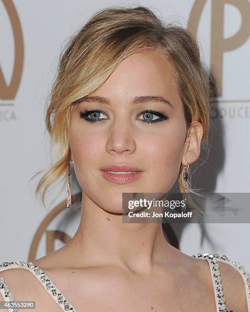 Actress Jennifer Lawrence arrives at the 26th Annual PGA Awards at the Hyatt Regency Century Plaza on January 24, 2015 in Los Angeles, California.