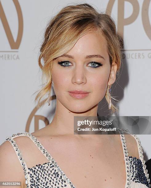 Actress Jennifer Lawrence arrives at the 26th Annual PGA Awards at the Hyatt Regency Century Plaza on January 24, 2015 in Los Angeles, California.