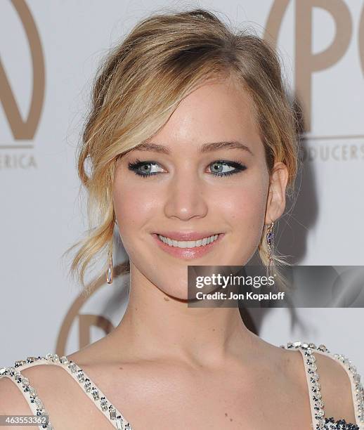 Actress Jennifer Lawrence arrives at the 26th Annual PGA Awards at the Hyatt Regency Century Plaza on January 24, 2015 in Los Angeles, California.